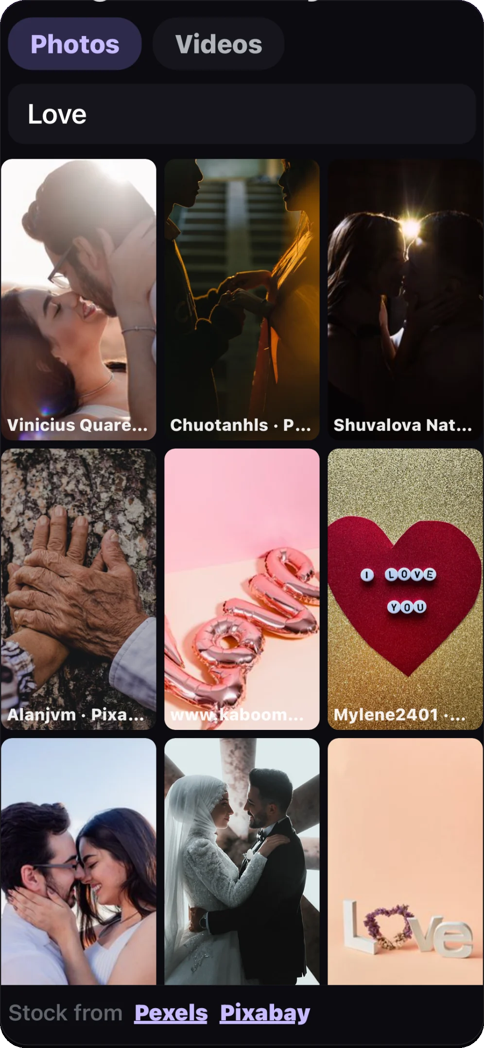 Lyricon background library with searchable licensed photo and video backdrops